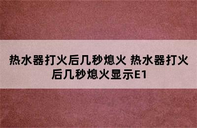 热水器打火后几秒熄火 热水器打火后几秒熄火显示E1